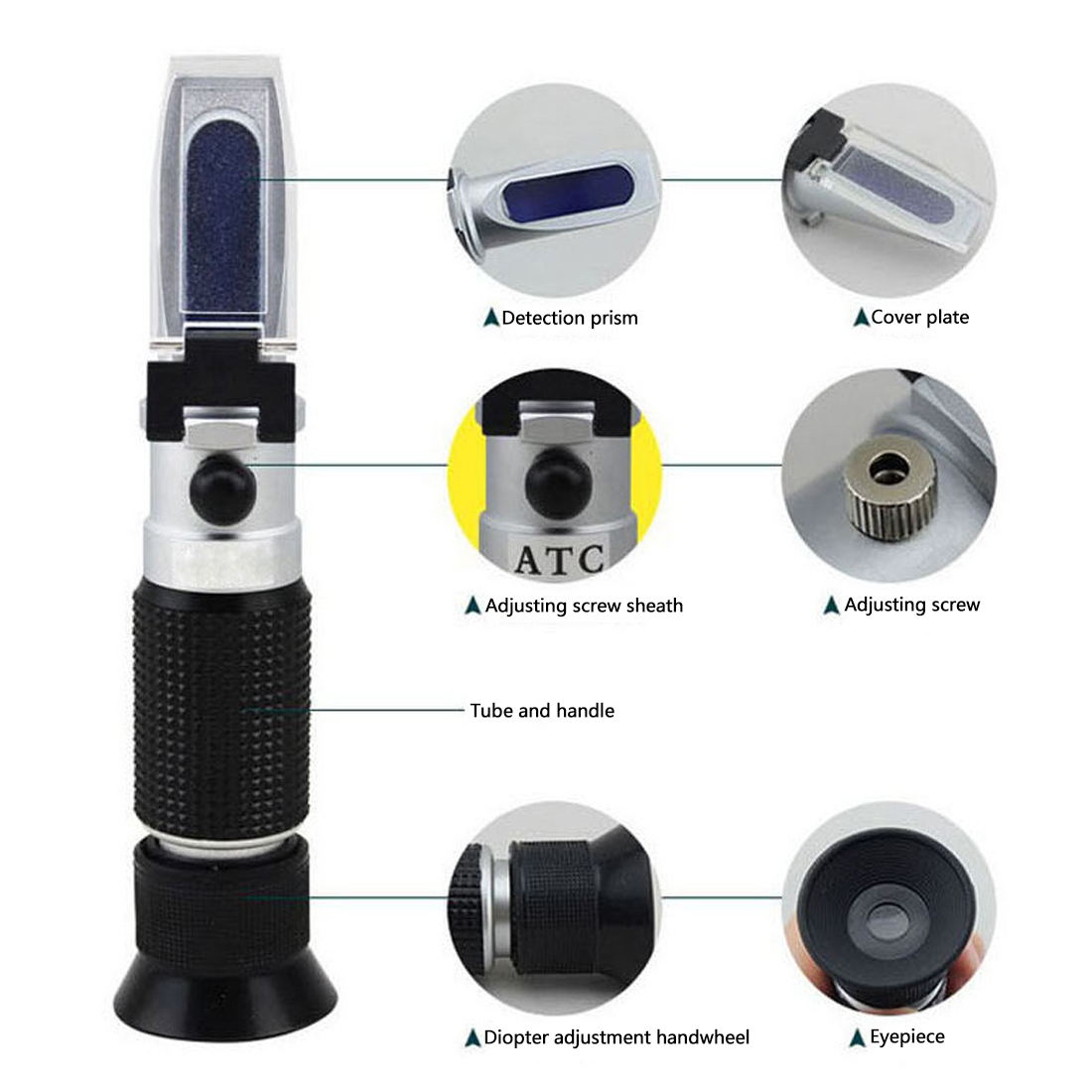 0~32% Portable Brix Refractometer Optical Sugar Food Beverages Juice Fruit ATC Content Meter Measuring Tool Test
