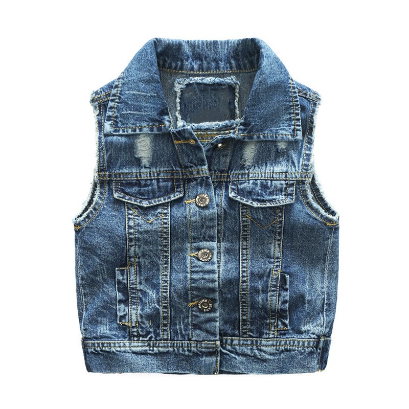 Chalecos vaqueros para bebés, chalecos vaqueros para niños y niñas, prendas de vestir exteriores para niños con agujero roto, ropa de estilo para niños, chaqueta de bebé, chaquetas para niños: 5T