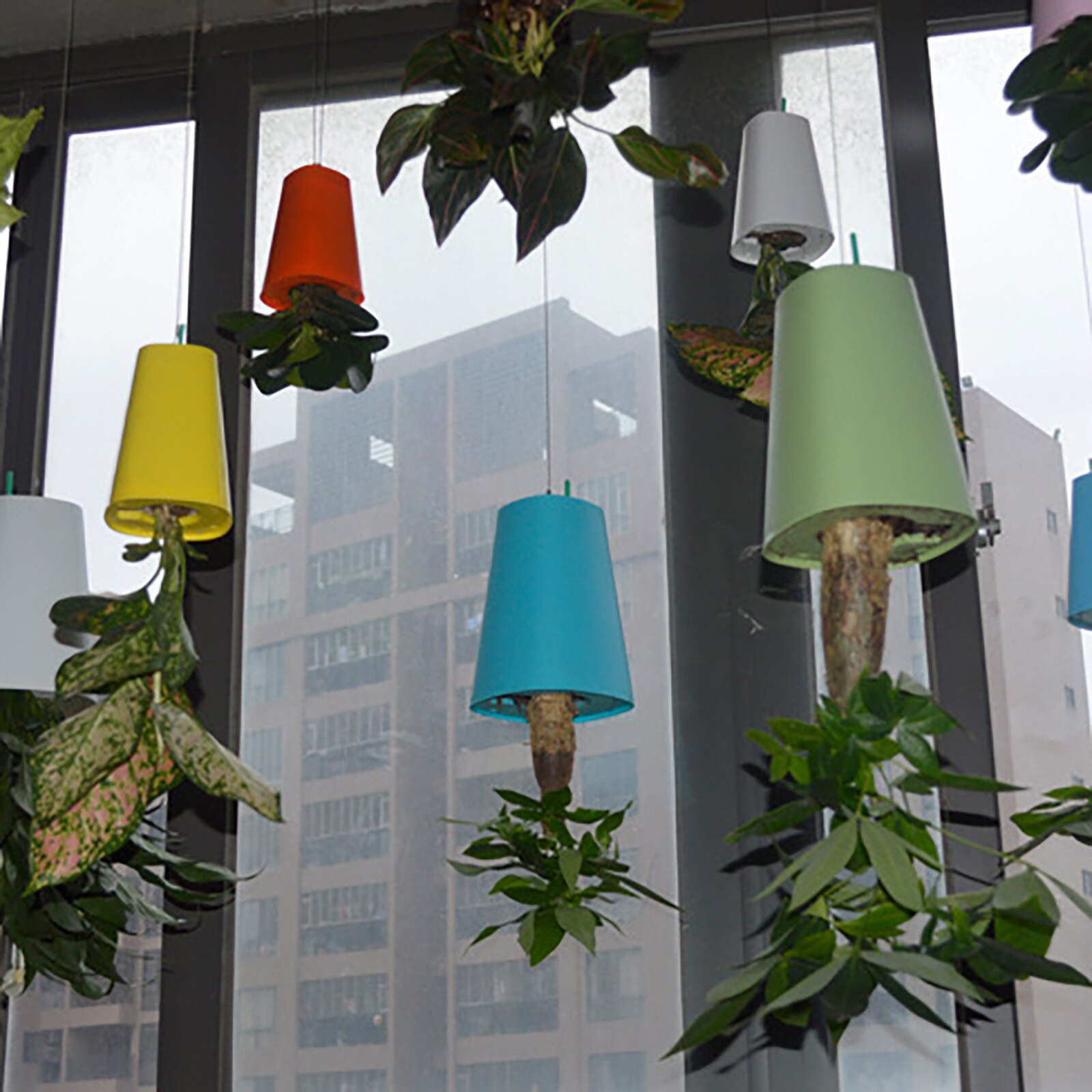 F# Indoor Sky Upside Down Recycled Hanging Planter Pot Perforation-free Unique Upside Down Sky Planting Pot