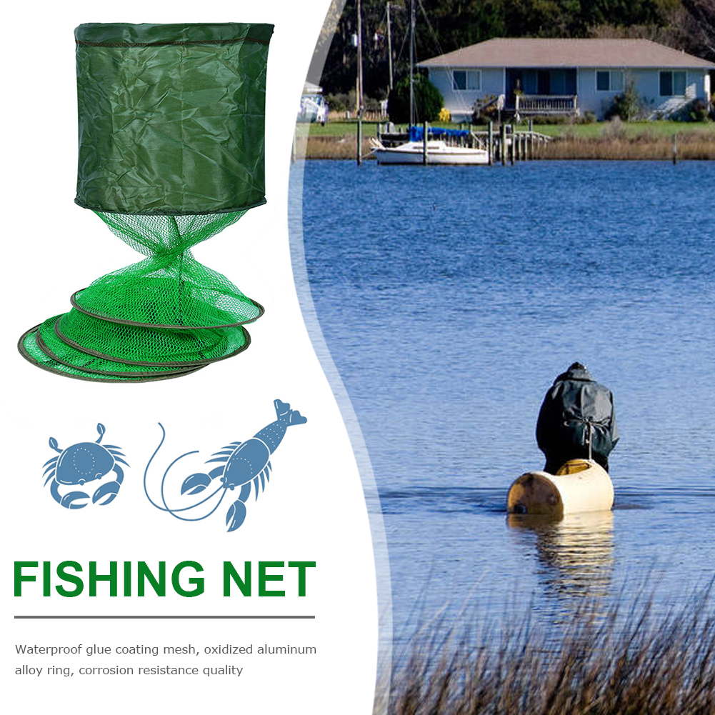 Fish Basket Live Fish Trap Net Folding Waterproof Gluing Coating SUS Ring Cage Fishing Tackle