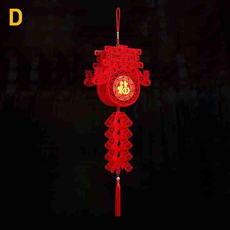 Waterproof Red Paper Lantern Home Decor Three-dimensional Lantern Pendant For Chinese Year Spring Festival Celebration: D