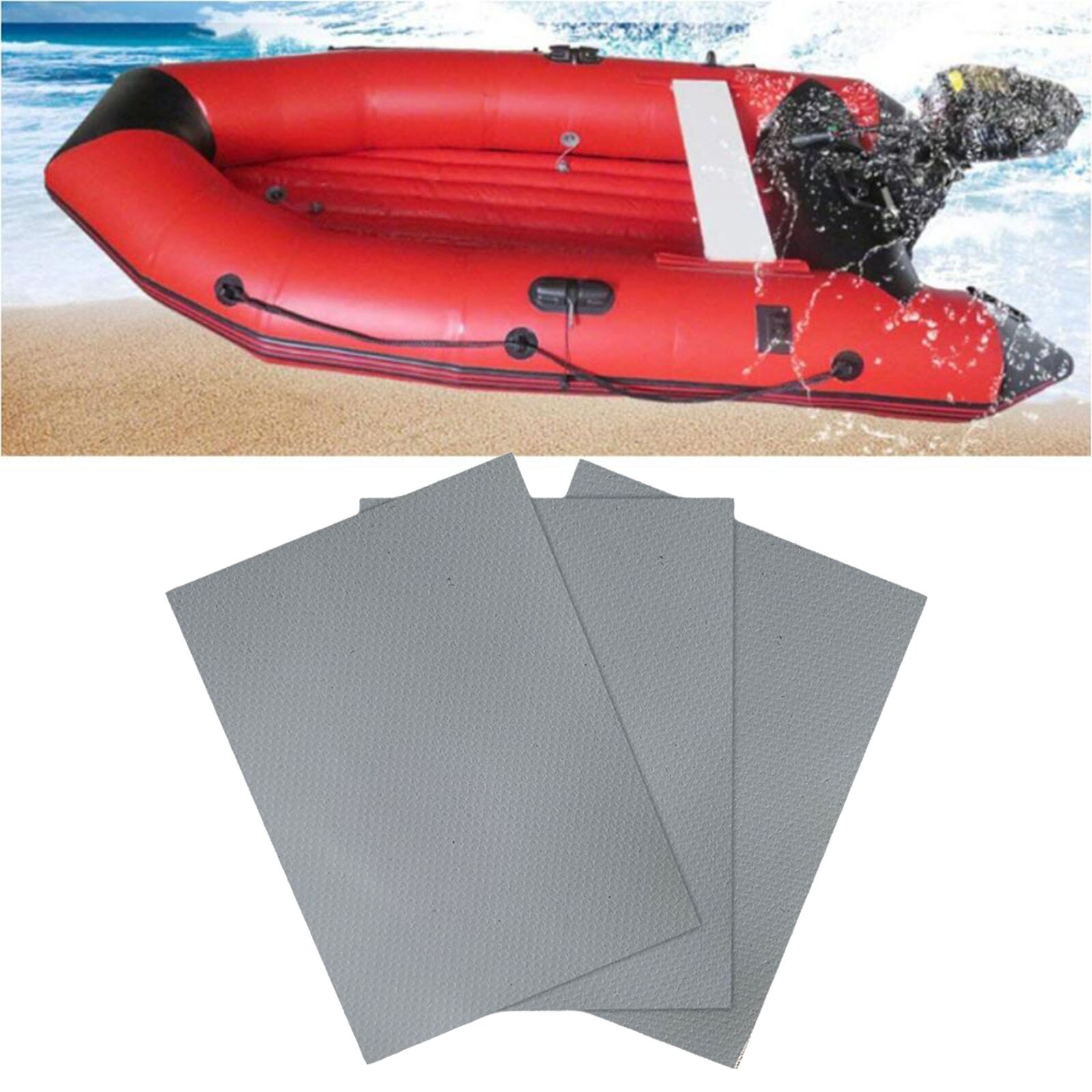 3Pcs Waterdichte Pvc Stof Reparatie Patches Voor Kajak Rubberboot Boten Opblaasbare Boot Vlot Reparatie Accessoires 10x15cm: Grey