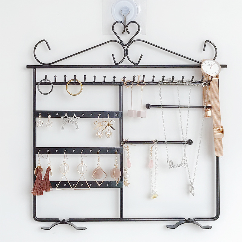 Metal Earring Organizer Household Wall Hanging Necklace Rack Ear Clip Jewelry Display Rack Ear Stud Bracelet Holder: Orange