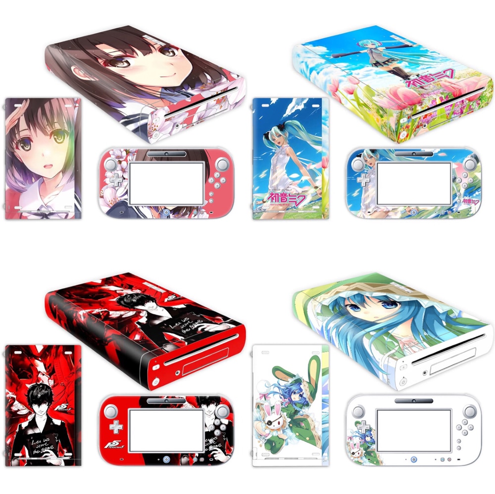 For W ii U Console Cover with Remotes Controller Skins For Nintend w ii u sticker for w ii u skin