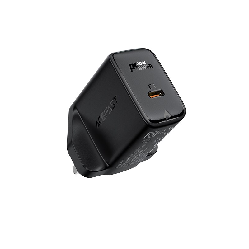 Acefast Usb C 30W Gan Pd Snelle Type C Lader Voor Iphone 13 12 Pro Max Snel Opladen QC4.0 pps Voor Ipad Air Pro 30W Gan Charger: UK Black