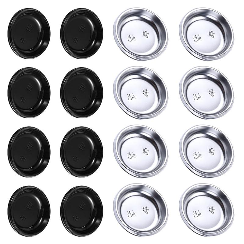 200pcs Small Condiment Dish Disposable Sauce Plate Take-Out Plate Seasoning Trays For Mustard Sushi: Black Silver round