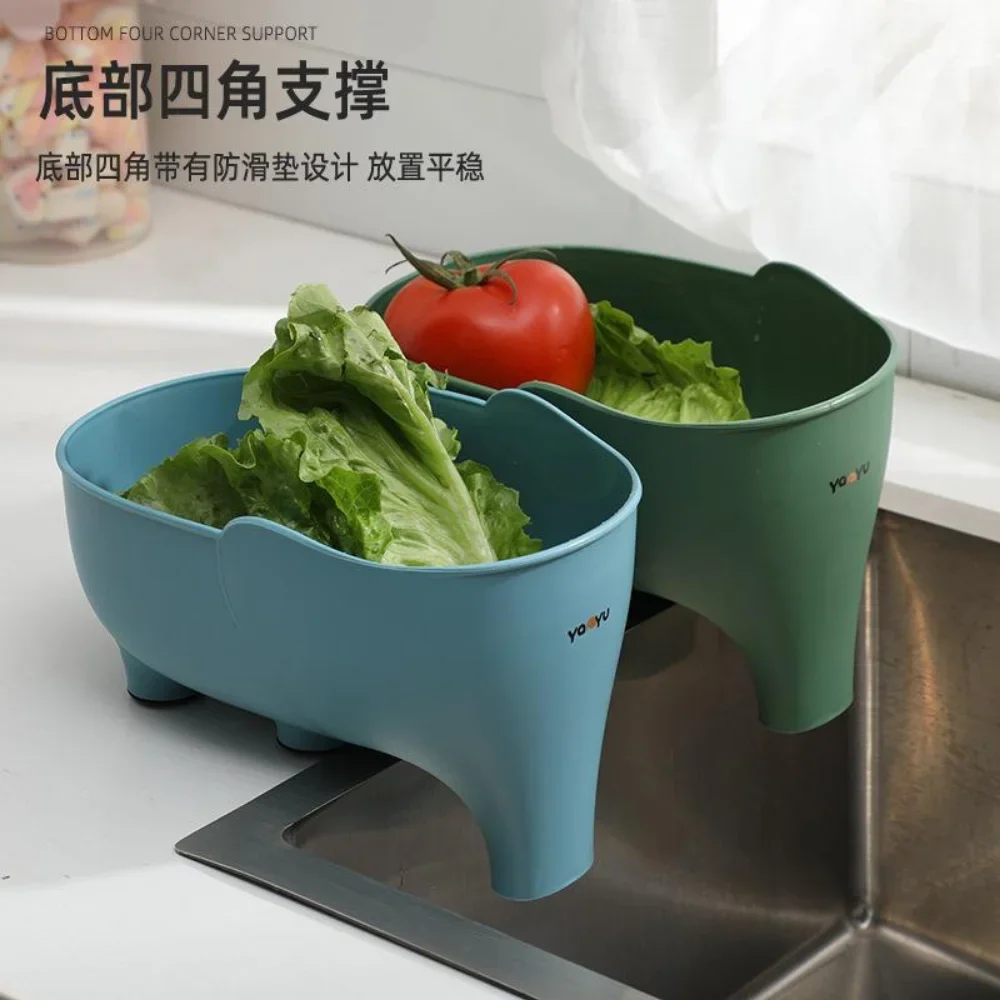 Colador de fregadero con elefante esculpido, escurridor de sobras, cesta de lavado de frutas y verduras, escurridor colgante, accesorios de cocina