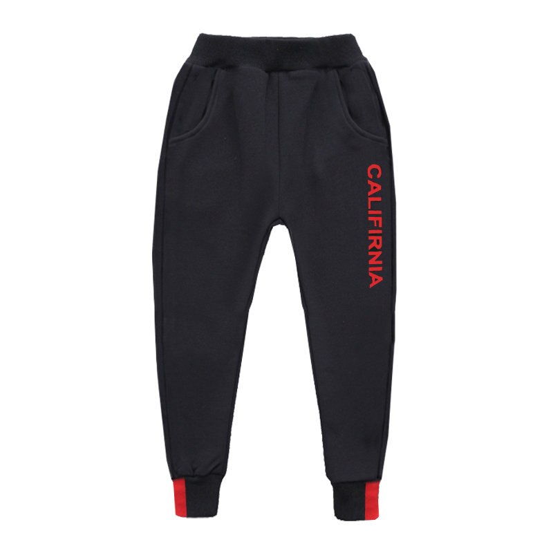 Koreansk stil slim fit sportsbukser til teenagere børn dreng bomulds fleece blyantbukser børn afslappede højtaljede joggingbukser: Rød / 5