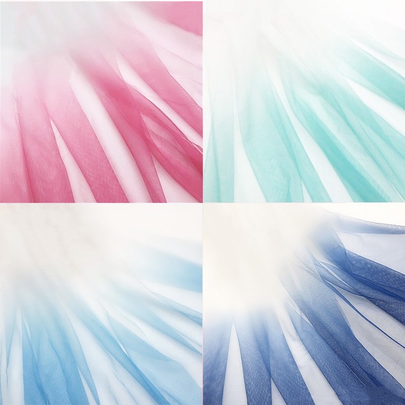 1.6*1Meter Gradienten Bicolor Druck Tüll Stoff Organza für Hochzeit Party Dekoration Prinzessin Kleid Ballettröckchen Felsen Afrikanischen Stoff