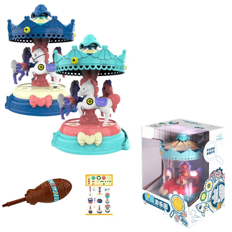 1Set Interactive Plastic Amusement Park Stacking Block Toy with Screwdriver Tumble Game Stacker Block 3D Brick Block: C