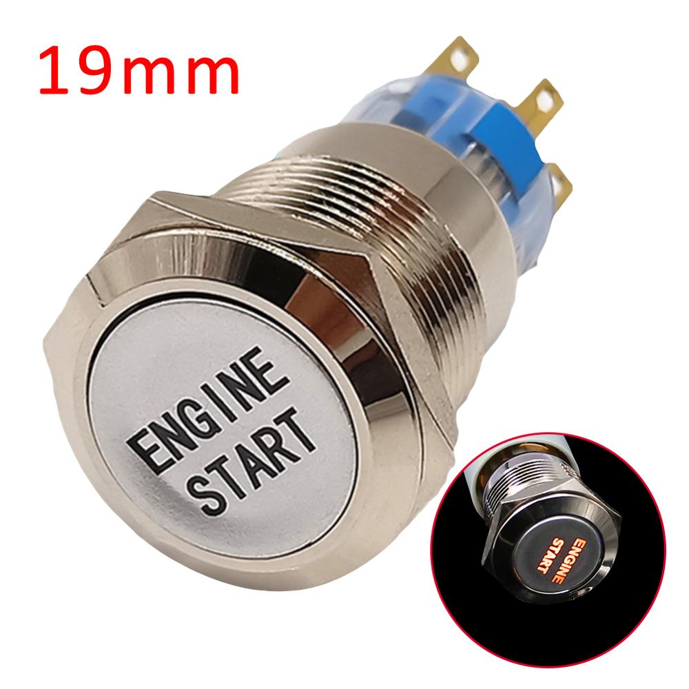 19 mm Metal push button switch LED Power Switch Waterproof Engine Switch Stainless Steel Car Auto Motorcycle Engine Starter: Yellow