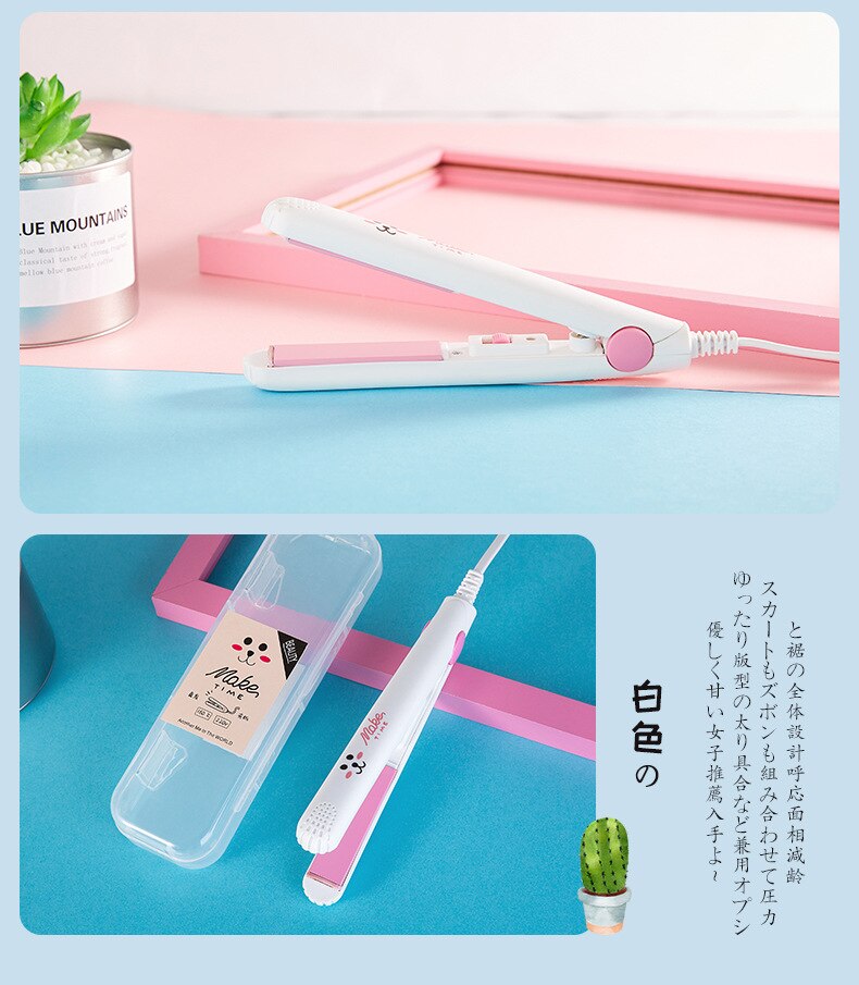 Mini fer à lisser électrique en céramique avec prise européenne,bigoudi, outils de mise en plis avec papillote, ,: MakeTime-WT