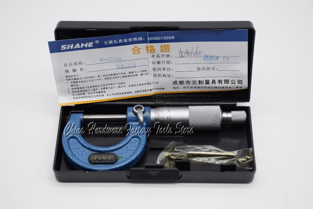 SHAHE 25mm Good High Accuracy Hrometer Gauge Measuring Tool 0.01mm .ardened alloy Probe Outside Mic