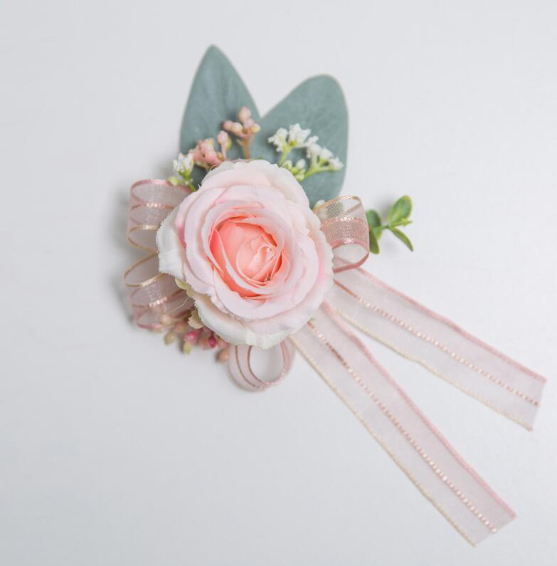 JaneVini romantique Rose Boutinnier mariage Corsages pour marié Pin groomsman artificielle boutonnière boutonnière fleurs Rose broche: Wrist Flower 1