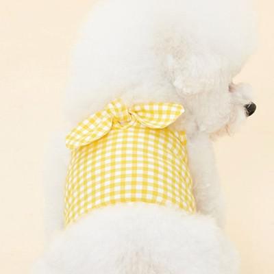 Sommer hundetøj sløjfe plaid blød t-shirt vest til små mellemstore hvalpe yorkshire chihuahua kæledyr udendørs ropa perro ingen pandebånd: Gul / M
