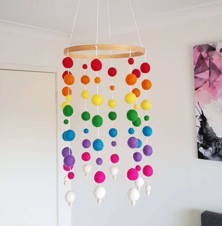 Baby bett Rasseln Handy, Mobiltelefon Windspiele mit Flauschigen Ball Art Zimmer Dekor Bett Hängen spielzeug Zelt Dekor schöNe Fotografie Requisiten