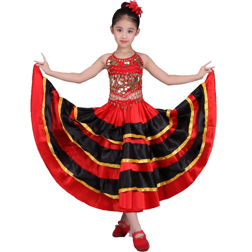 Flamenco Dance Skirt for Kids Spanish Flamenco Costume Opening Dance Skirt Belly Dance Costume