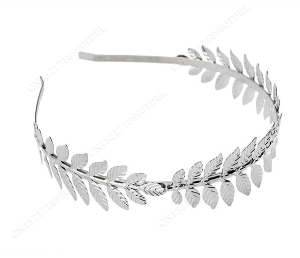 Diadema barroca de hoja de Metal dorado, tocado, corona, Tiaras, tocado, diosa romana, joyería para el cabello griego, accesorios de boda para novia: Chapado en platino
