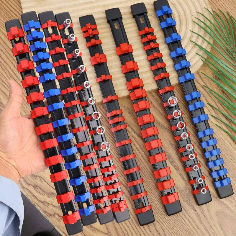 S/m /l 360 ° draaibare doppen organizer plastic universele verstelbare doppenklemhouder muursleutel rail rekken reparatiegereedschap