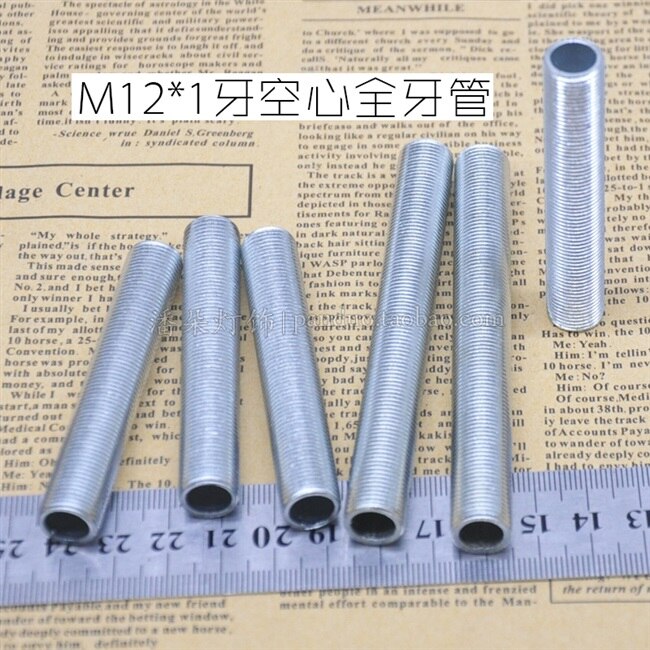 10 teile/los, M12 * 1,0mm pitch gewinde hohl rohr zahn rohr, Länge 2-12cm, gewindestange hohl rohr DIY Beleuchtung Zubehör