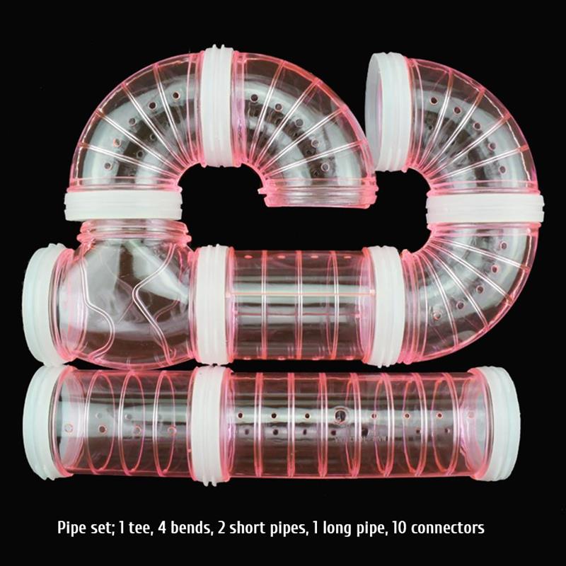 Hamster Tubes Set Transparent Hamster Cage Toys DIY Connection Tunnel Track Rat Toy Dureble Toys For Hamster: Default Title