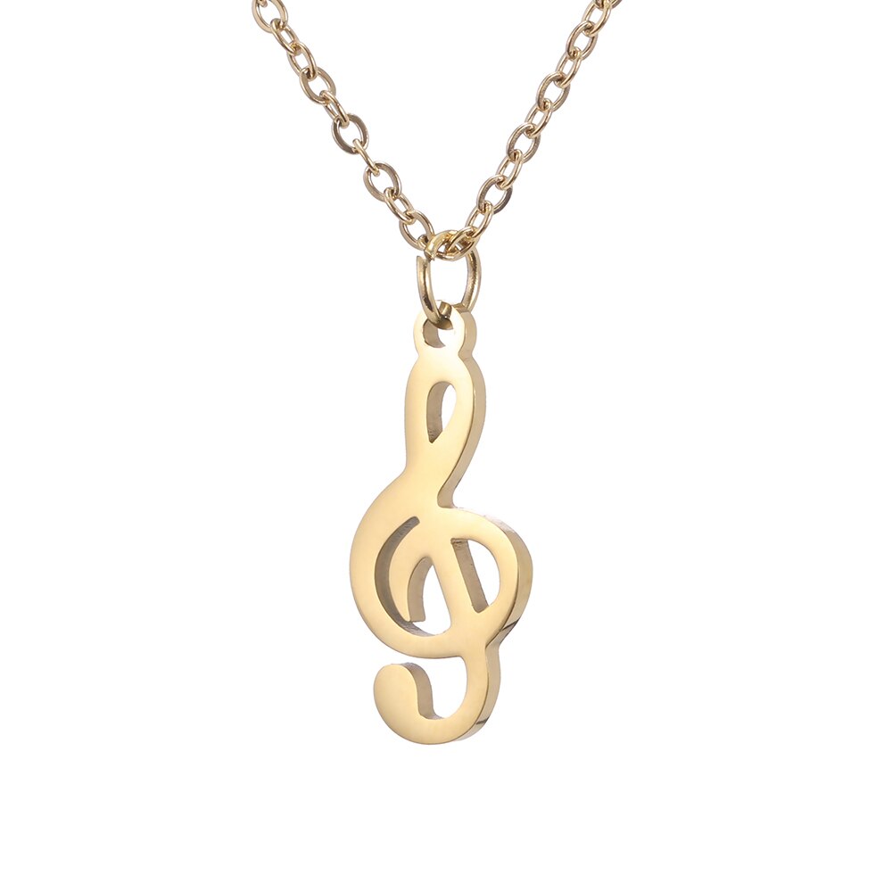Unift Esthetische Muzieknoot Hart Van Treble Hanger Ketting Vrouwelijke Accessoires Liefde Charmes Rvs Sieraden: Treble gold