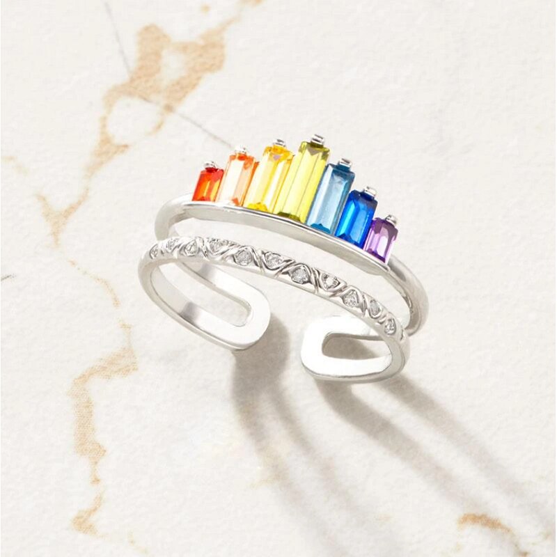 Crown Rainbow Rings for Women Adjustable Rose Gold Crystal Ring Best Wishes to My Daughter Birthday Female Jewelry