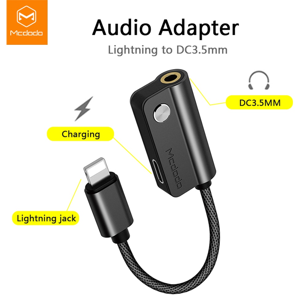 MCDODO Audio 2 in 1 Adapter voor iPhone 7 8 Plus X Kabel Splitter voor iPhone 3.5mm Jack met opladen iPhone Aux Kabel iOS 11