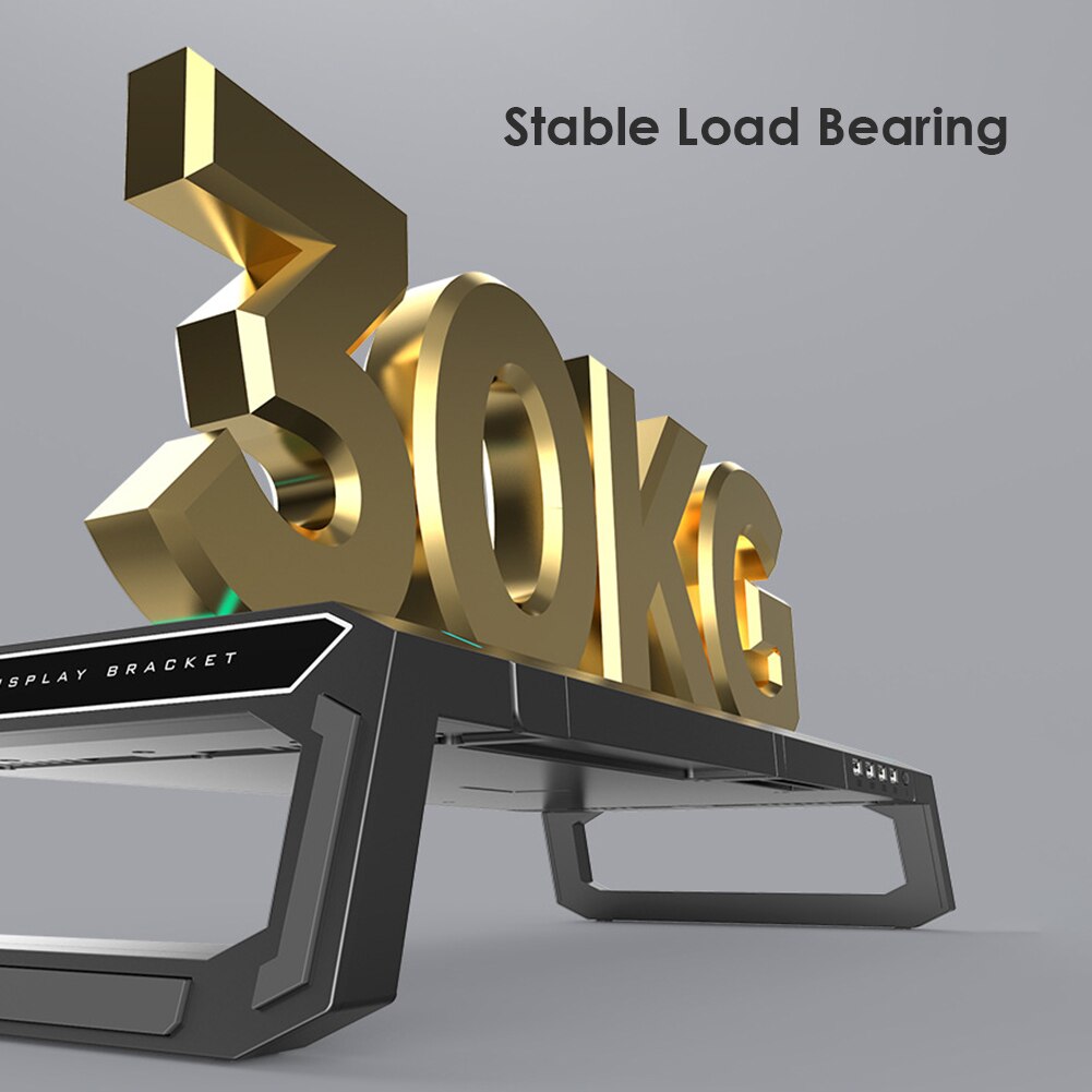 Adjustable Desktop Computer Monitor Riser RGB Monitor Stand Riser Holder 4 USB3.0 Desk Laptop Bracket for Home Office