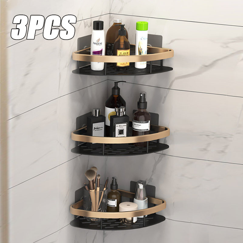 1-3 Stück Badezimmer Eck Regal Nagel freie Dusche Organizer Zauberstab Montage Raum Aluminium Regal Schlecht zubehör: Gelb