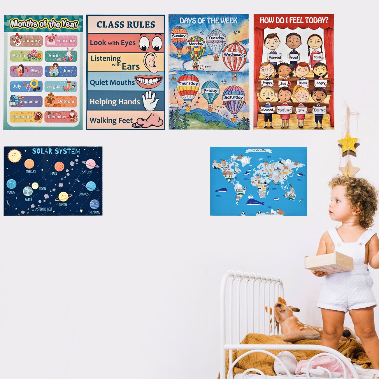 18pcs Educational Math Posters with Glue Point Dot for Elementary Middle School Classroom Teach Multiplication