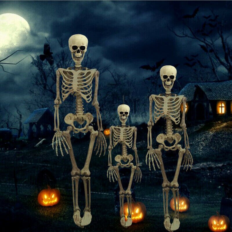 40cm halloween fuldt menneskeligt skelet kranium hjemsøgt hus joke prop dekoration kranium krop hjemsøgt hus joke prop dekoration