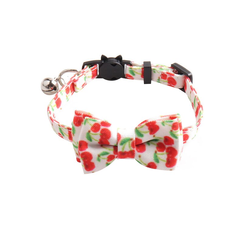 Djur katthalsband söt rosett katt klockhalsband halsband avokado frukt krage pilbåge justerbar små hundar valp halsband katt produkt: Körsbär