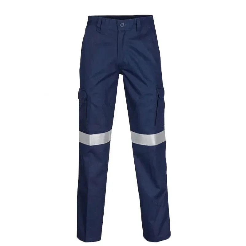 Pantalon de travail de Construction en tissu 100% coton pour hommes, avec bandes réfléchissantes, avec bande réfléchissante, vêtements de travail haute visibilité