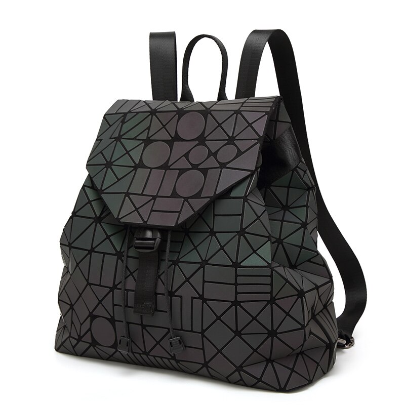 Women Backpack Feminine Geometric Sequin Female Backpacks For Teenage Girls Bagpack Drawstring Bag Holographic Luminous Backpack