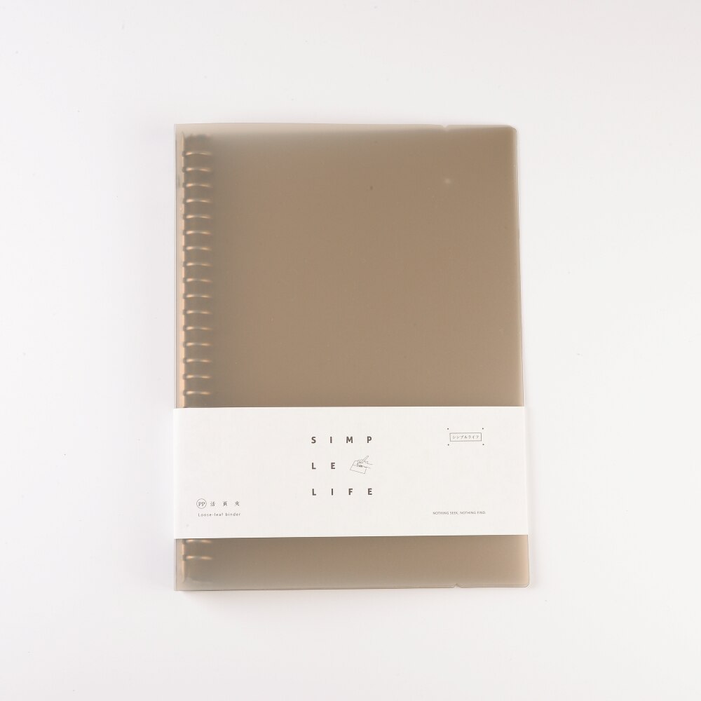 Catena Stationery Grey Translucence Binder A4/B5/A5 Loose-Leaf PP Shell Porous Paper Clip Folder File Organizer Office Accessory: YF19-681  B5