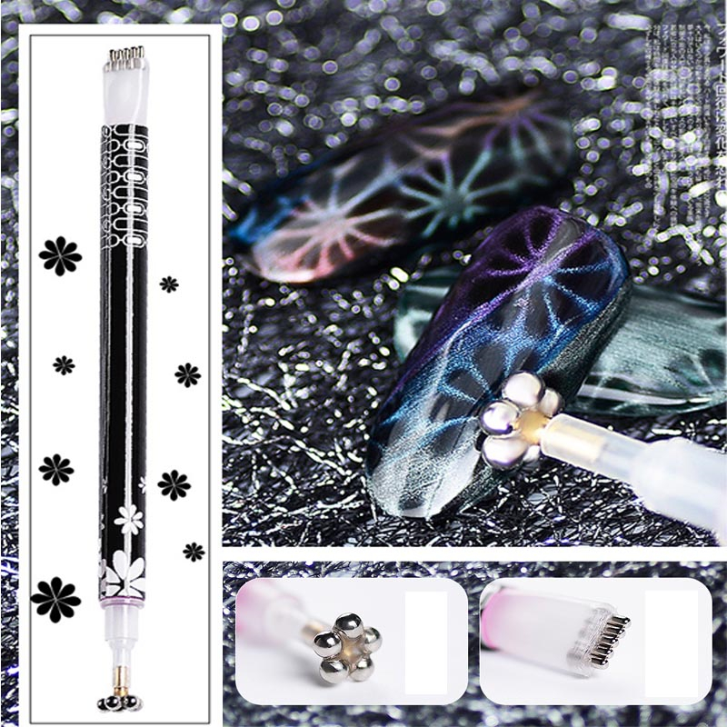 1 pc Dubbele Hoofd Cat Eye Magneet Stick Voor Gel Polish Vernis 3D Lijn Strip Sterk Effect Stok Magische Board nail Art Gereedschap