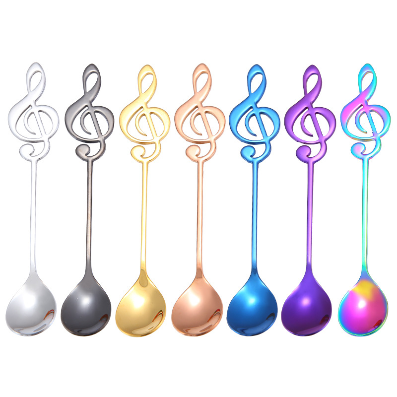1/3/5/10pcs 304 Stainless Steel Musical Notes Coffee Spoon Stirring Cup Spoon Music Stick Ice Cream Spoon