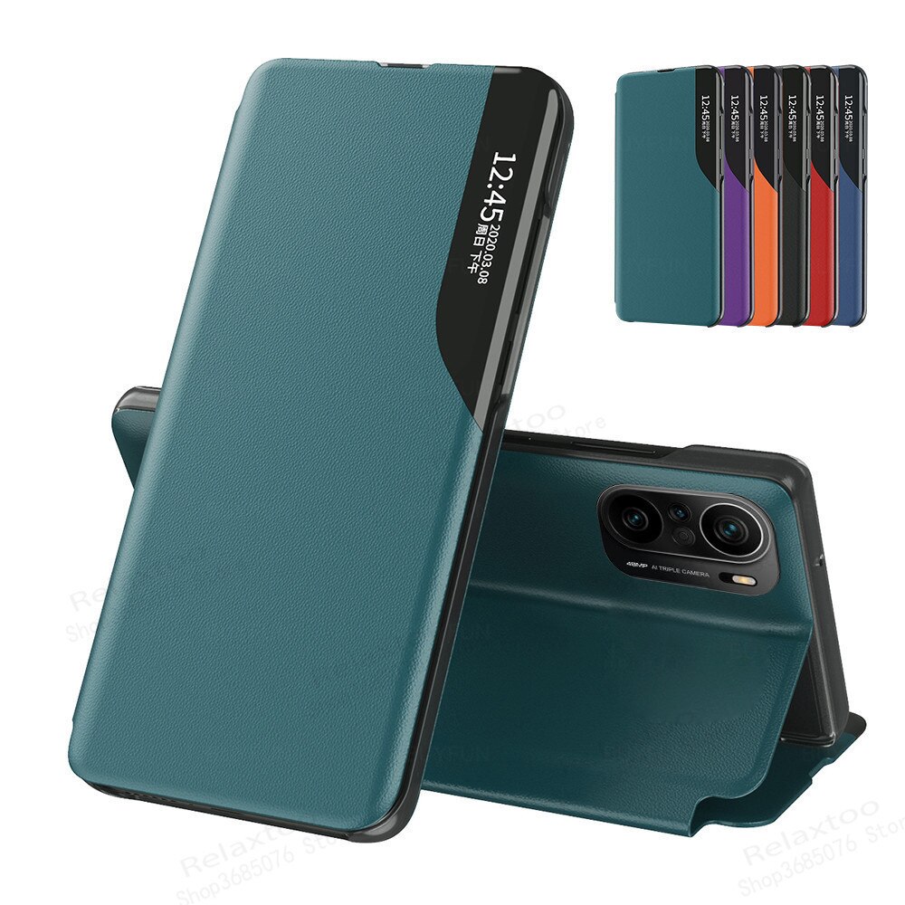 F3 5G fall smart fenster view magnetische leder flip-cover für xiaomi poco f3 pocophone poco poko f 3 pocof3 telefon buch stand fall