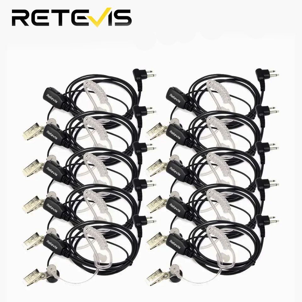 Retevis 10pcs Walkie Talkie Headset voor Transceiver Akoestische Buis Oortjes PTT MICROFOON Voor Motorola DP1400/GP2000/CP200/040 voor HYT