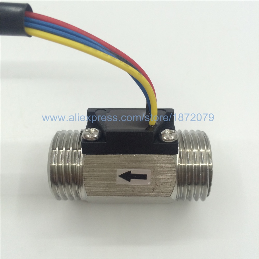 SUS304 G1/2&quot; Water Liquid Temperature Measurement Flow Sensor Meter Hall Effect