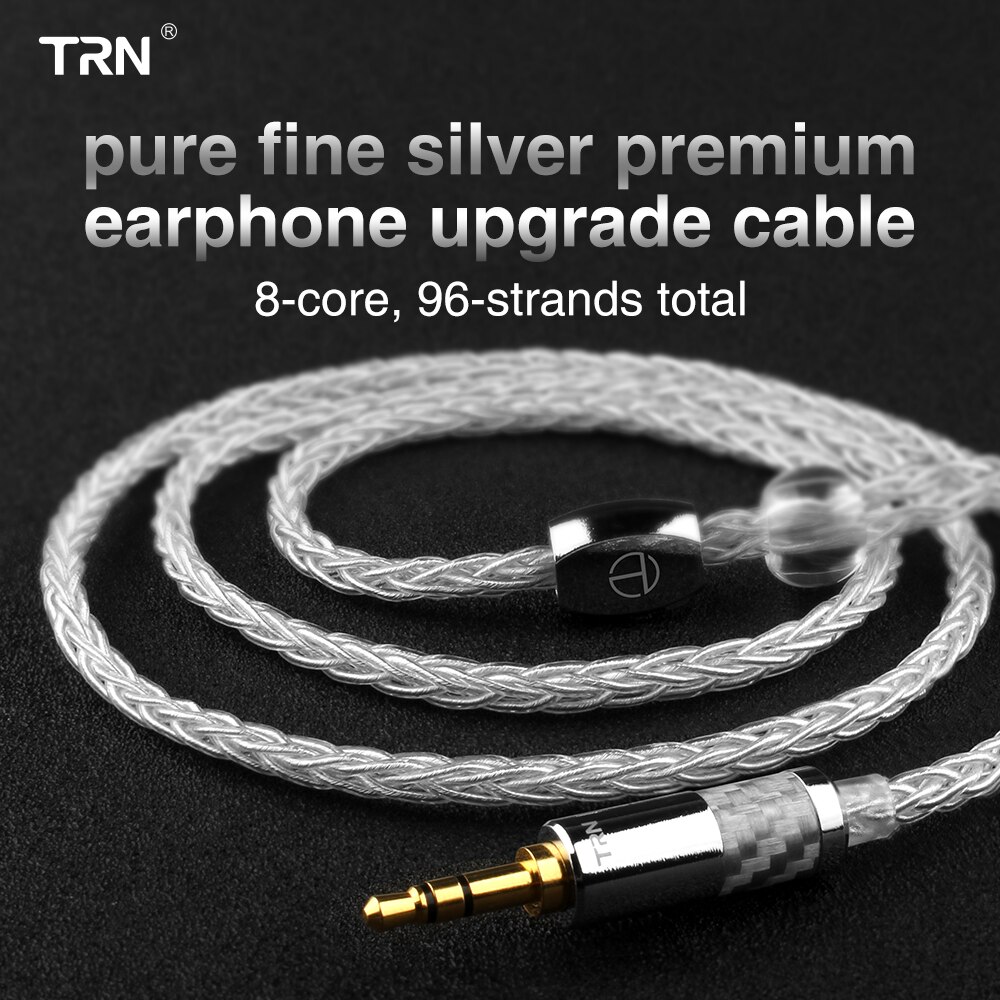 TRN T3 Cable de plata pura de 8 nucleos 2,5/3,5 MM con conector MMCX/2 pines Cable mejorado para TRN V90 V80 KZZS10 AS10 CCA C16