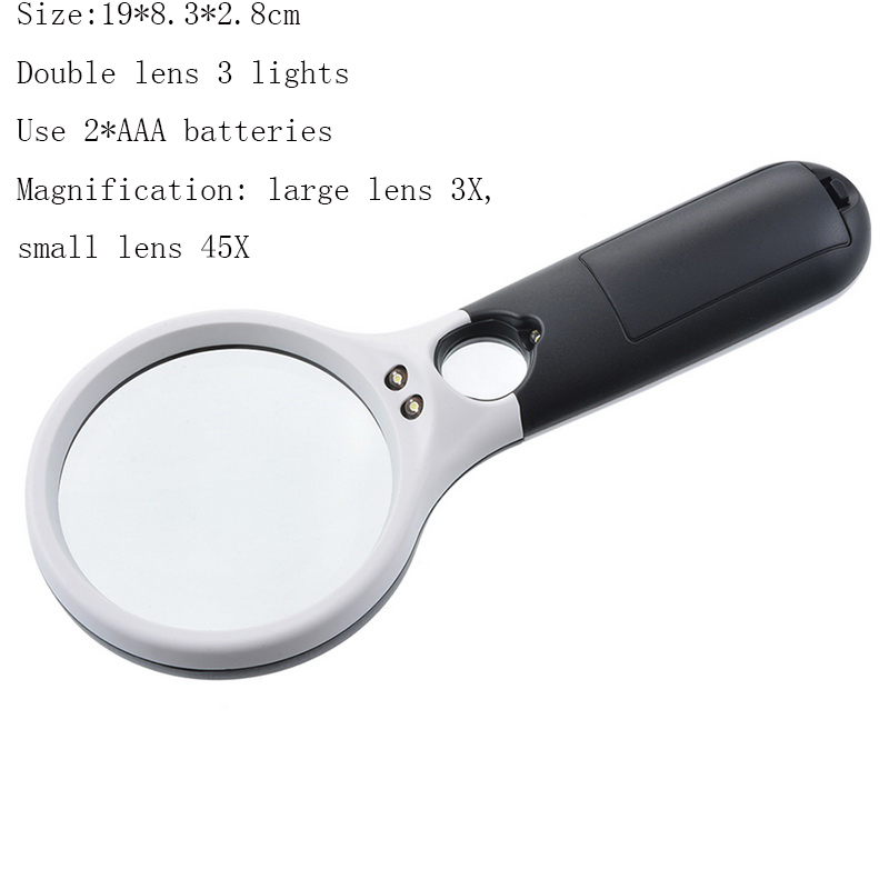 Urijk 1pcs 30X 12LED Lights High Magnification Magnifying Glass Double Lens Upgraded Magnifier Lamp Magnifying Glass: Reading magnifier