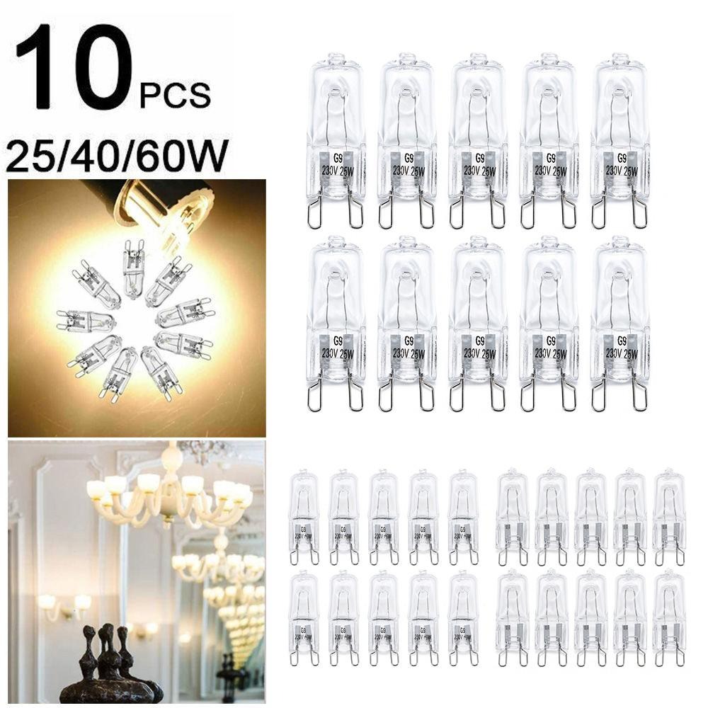 10Pcs G9 Halogen Light Bulbs 220V 25W/40W/60W Replace LED Bulb Energy Saving High Temperature Resistant Warm White Ovens