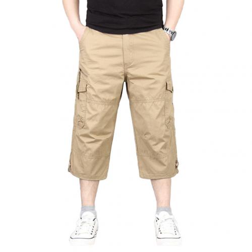 Multi-Pocket Straight Capri Cropped Broek Broek Mannen Hip Hop Streetwear Cargo Werk Broek Overall Mannen Casual Losse broek: XXL / Khaki