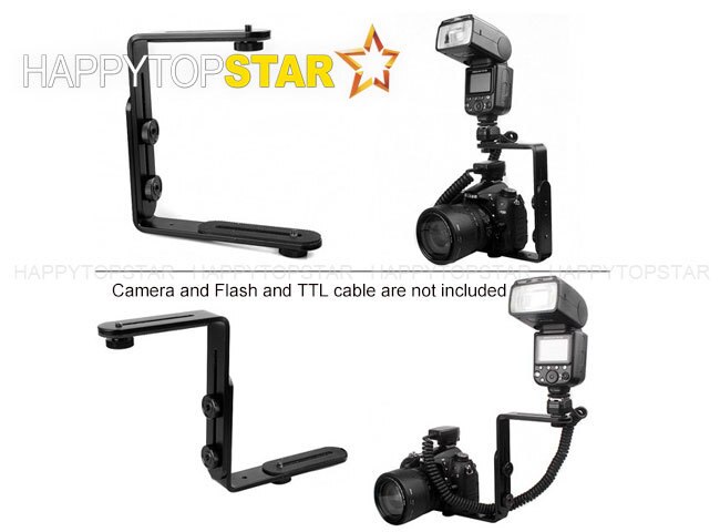 Double Double support/support en métal en forme de L pour appareil photo Canon caméscope caméra vidéo Speedlite Flash TTL support de lumière de cordon