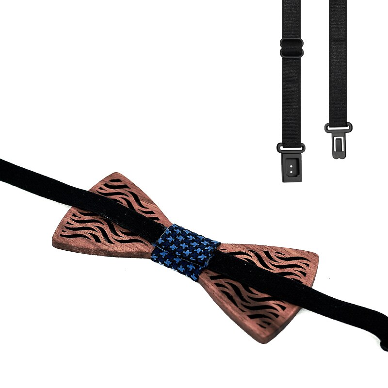 Nowy projekt drewniane drewno wydrążjeden muszki muszka z kieszonką kwadratowe spinki robić mankietów broszka dla mężczyzn zestaw upominków na boże narodzenie z pudełkiem krawaty