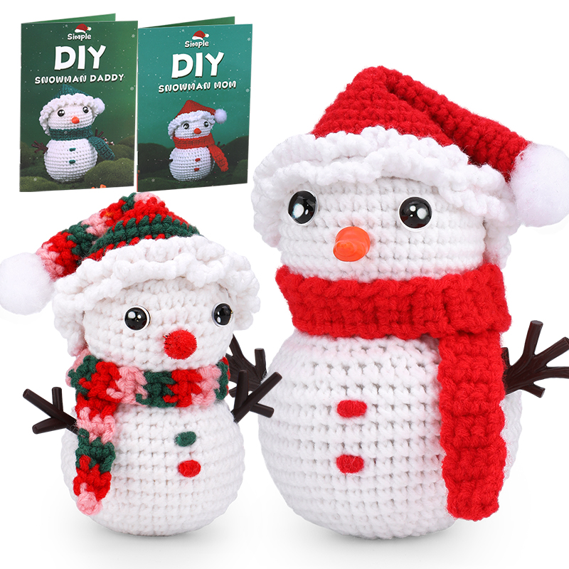 MIUSIE Kit de iniciación de ganchillo navideño, kit completo de tejido artesanal con hilos de ganchos de ganchillo, tutoriales de vídeo para de bricolaje: Plata