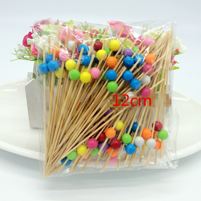 XUNZHE 12Cm Disposable bamboo / color acrylic Cocktail Drink Stirring Sticks Food Dessert Picks Fruit Fork postre accessories: 6