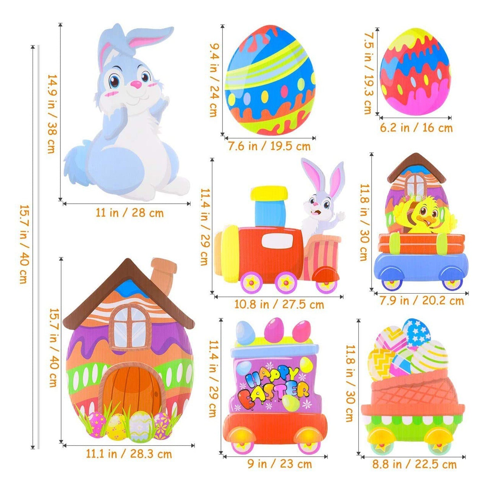 Garden Stake Outdoor Lawn Yard Sign plastic cardboard stand home garden Decoration Easter Bunny Decorations Accessories: B
